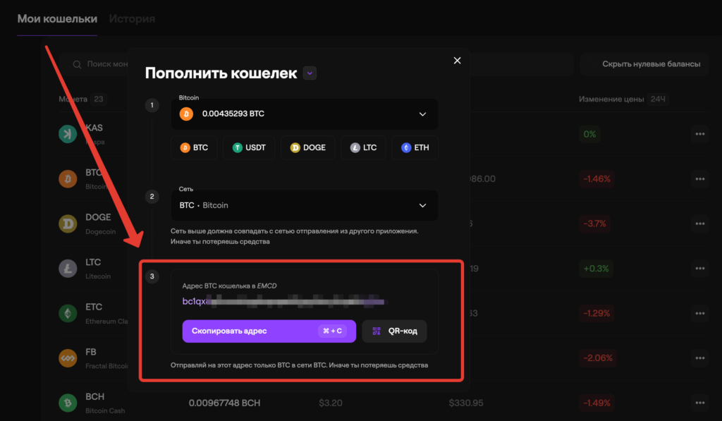 Как найти адрес внутри майнинг пула, на примере EMCD